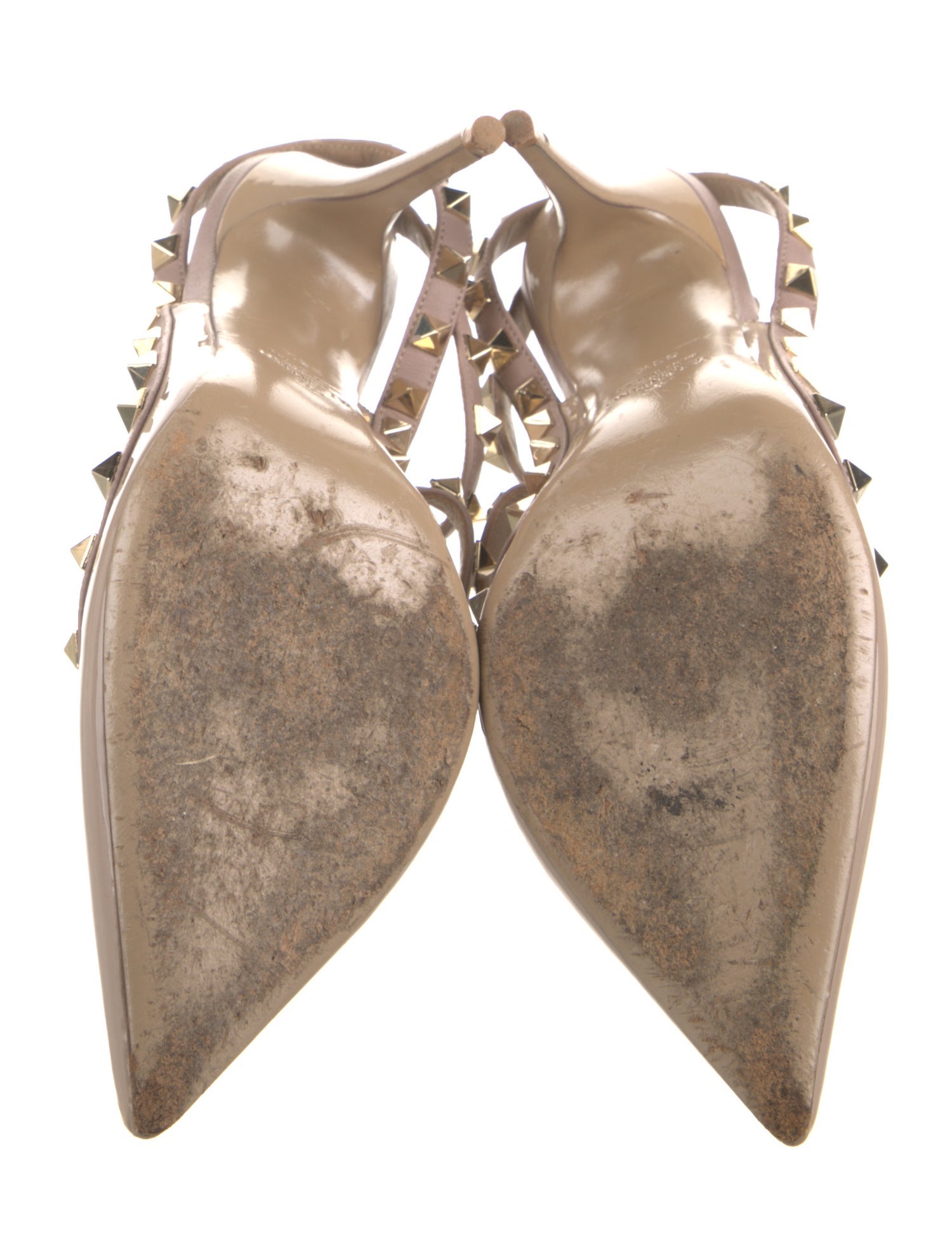 Valentino Rockstud Accents Patent Leather T-Strap Pumps